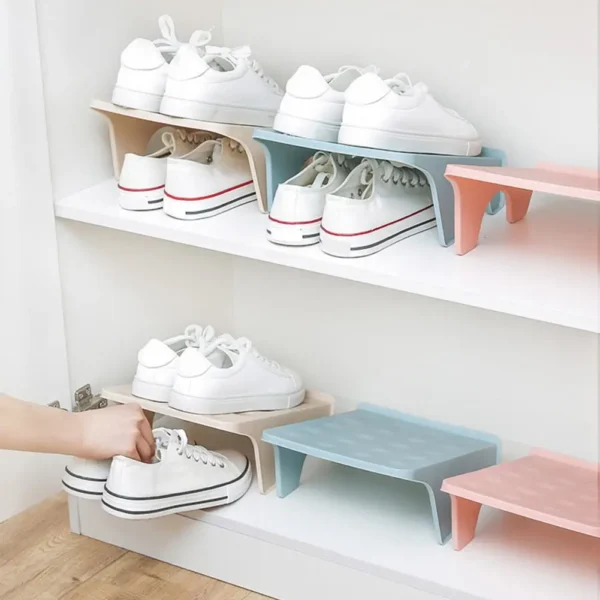 Double Shelf Shoe Rack Cabinets Wardrobe Organizer - Image 4
