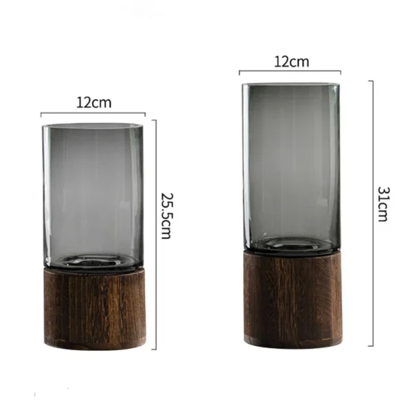 Wood base transparent glass vase Home Decor - Image 6