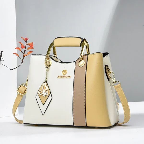 Spliced Leather Large Capacity Woman Handbag - Image 3