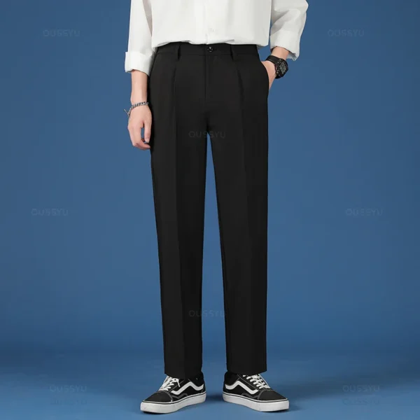 Smooth Pendulous Suit Pants Men Business Long Trousers - Image 5