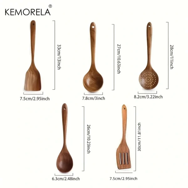 set of 5 wooden kitchen utensils - Image 6