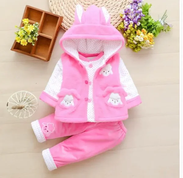 Baby girl's thin cotton three-piece suit - Image 3