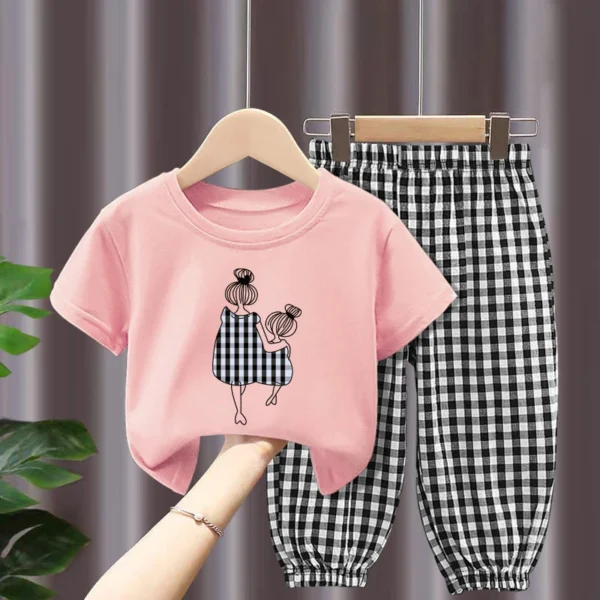 Fashion Cotton T-shirt Top Pants 2pcs Baby Girl Clothes