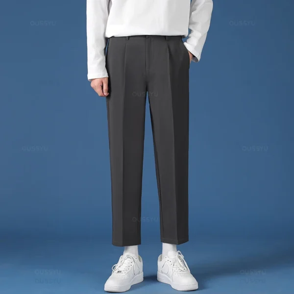 Smooth Pendulous Suit Pants Men Business Long Trousers - Image 4