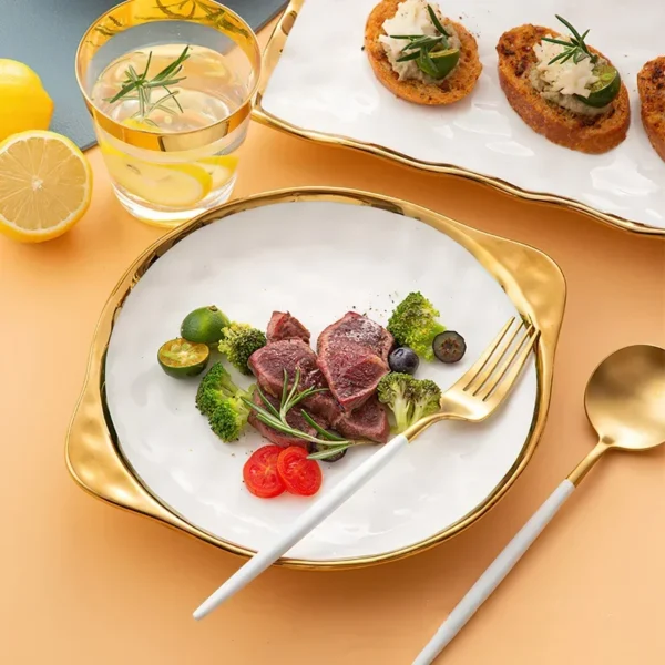 1pcs White Ceramic Dinner Dishes Wedding Decoration Dinnerware Household Kitchen - Image 5
