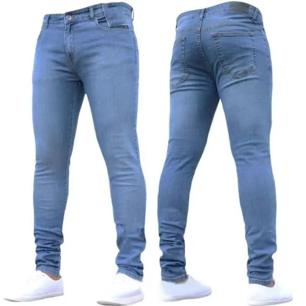Fashion Men Casual Pants Stretch Jeans Skinny - Image 3