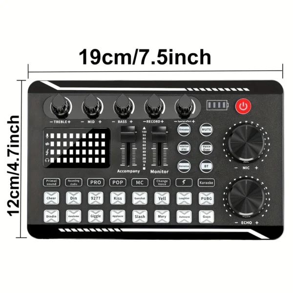 Live Sound Card and Audio Interface with Mixer Effects and Voice Changer - Image 2