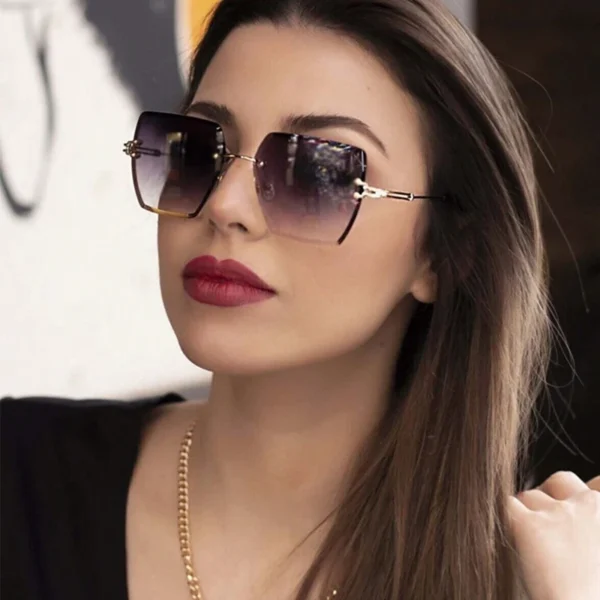 Fashion Oversized Rimless Sunglasses Women