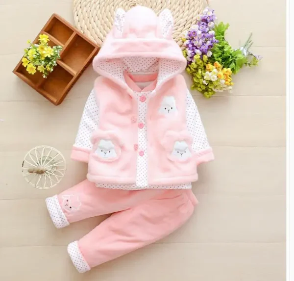 Baby girl's thin cotton three-piece suit - Image 6
