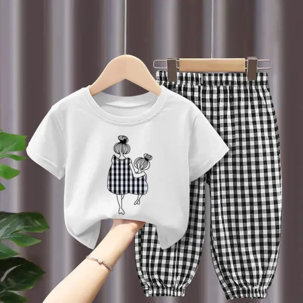 Fashion Cotton T-shirt Top Pants 2pcs Baby Girl Clothes - Image 2