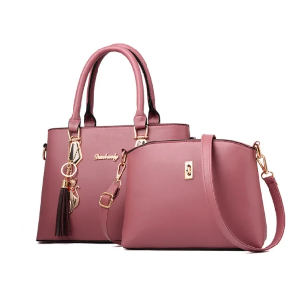 Two Piece Set Women's Handbag with Wallet Quality Leather Shoulder Bag