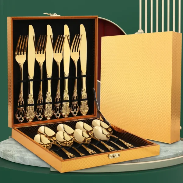 Tableware set European style stainless steel steak knife, fork and spoon - Image 2