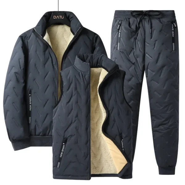 Sheep Velvet Padded Jacket Three-piece Set Casual Coat Jacket - Image 5