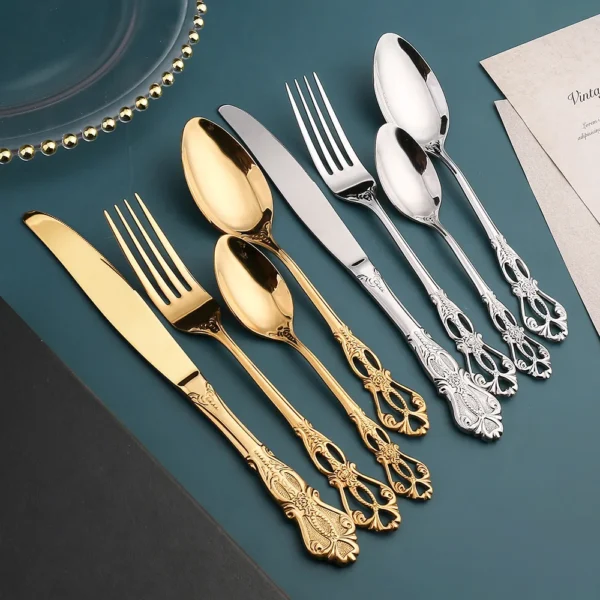 Tableware set European style stainless steel steak knife, fork and spoon - Image 4