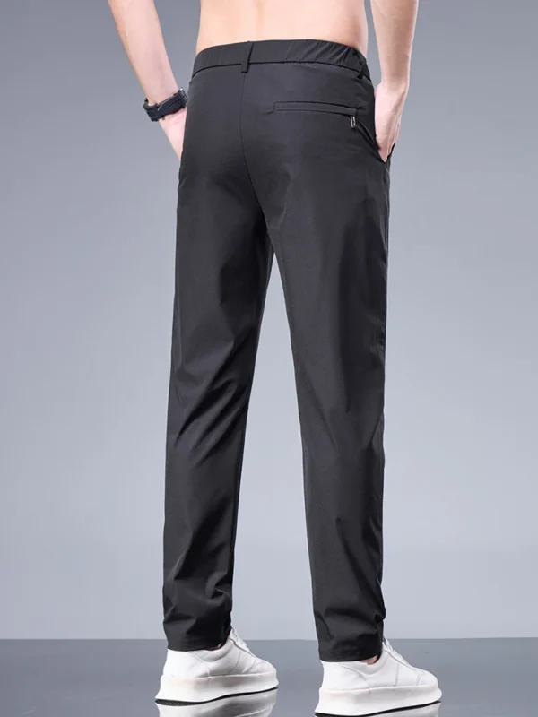 Business Ice Silk Pants Straight Elastic Waist Black Gray - Image 2