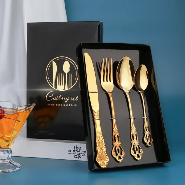 Tableware set European style stainless steel steak knife, fork and spoon - Image 3