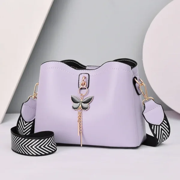 Women White Handbag New Designer Butterfly Tassel - Image 5