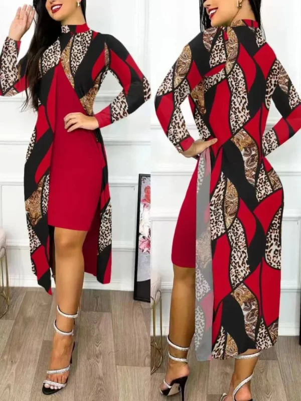 Two Piece Set Women Print Dresses Sets Full Sleeve - Image 2