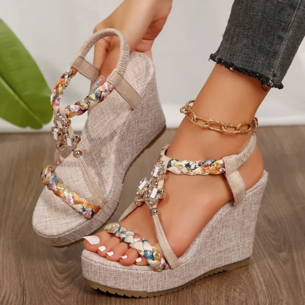 Metal Decor Wedge Sandals for Women