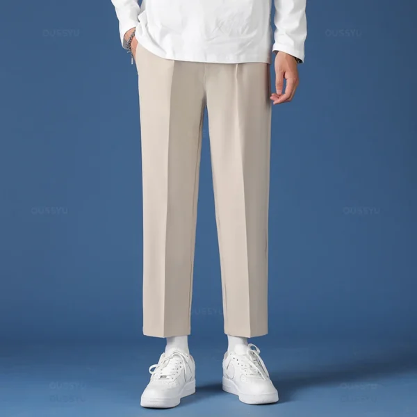 Smooth Pendulous Suit Pants Men Business Long Trousers - Image 3