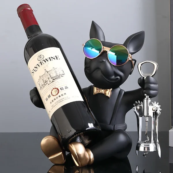 bulldog shaped wine rack and bottle opener