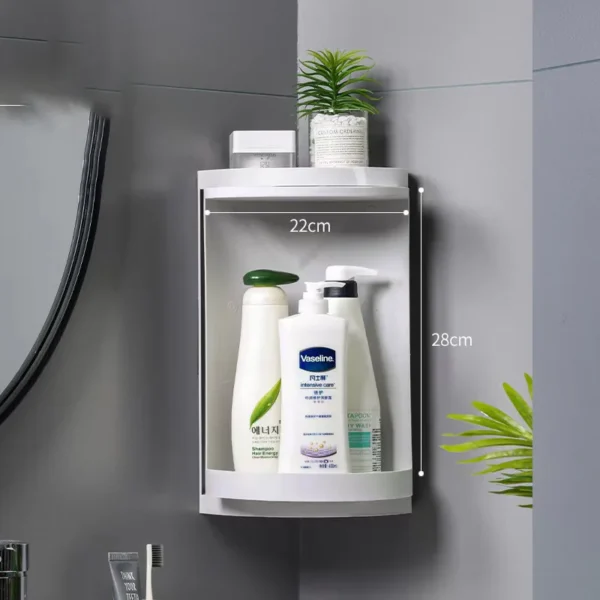2Layer Bathroom Corner Storage 360 Rotating - Image 2